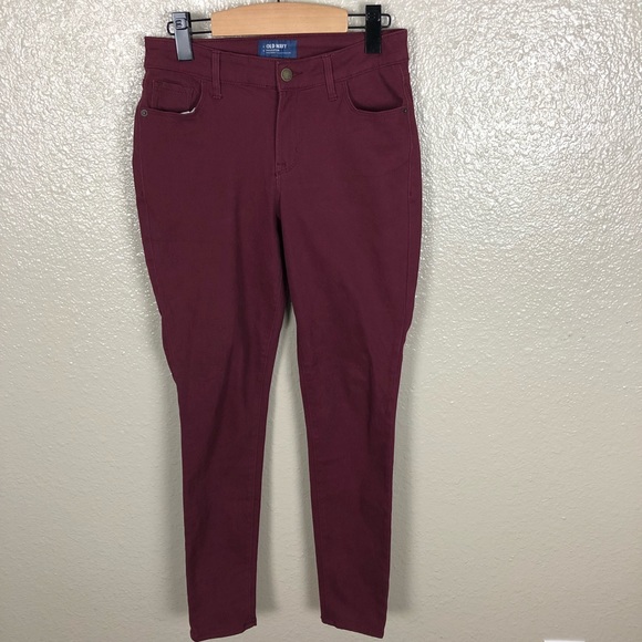 Old Navy Denim - Old Navy Rockstar mid rise skinny burgundy jeans 4